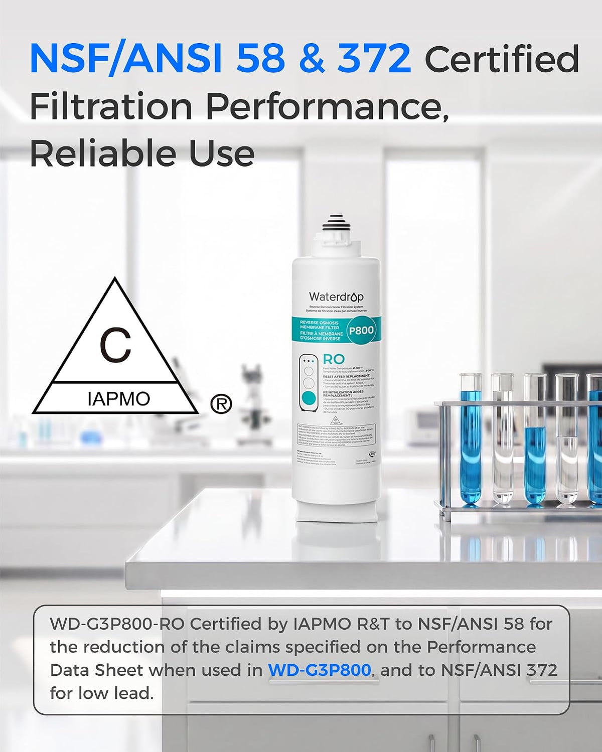 Filtro Waterdrop G3P800-RO, repuesto para sistema Waterdrop G3P800 RO