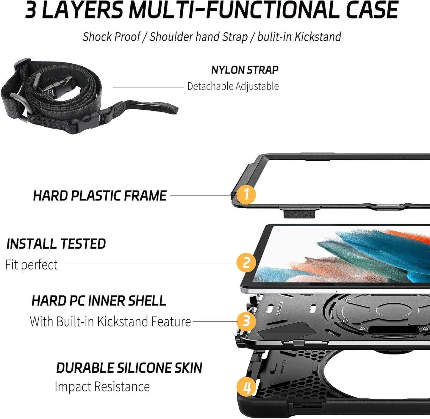 zenrich Funda para Samsung Galaxy Tab A8 de 10.5 Pulgadas 2022 SM-X200/X205/X207, Funda de protección Duradera y Resiste