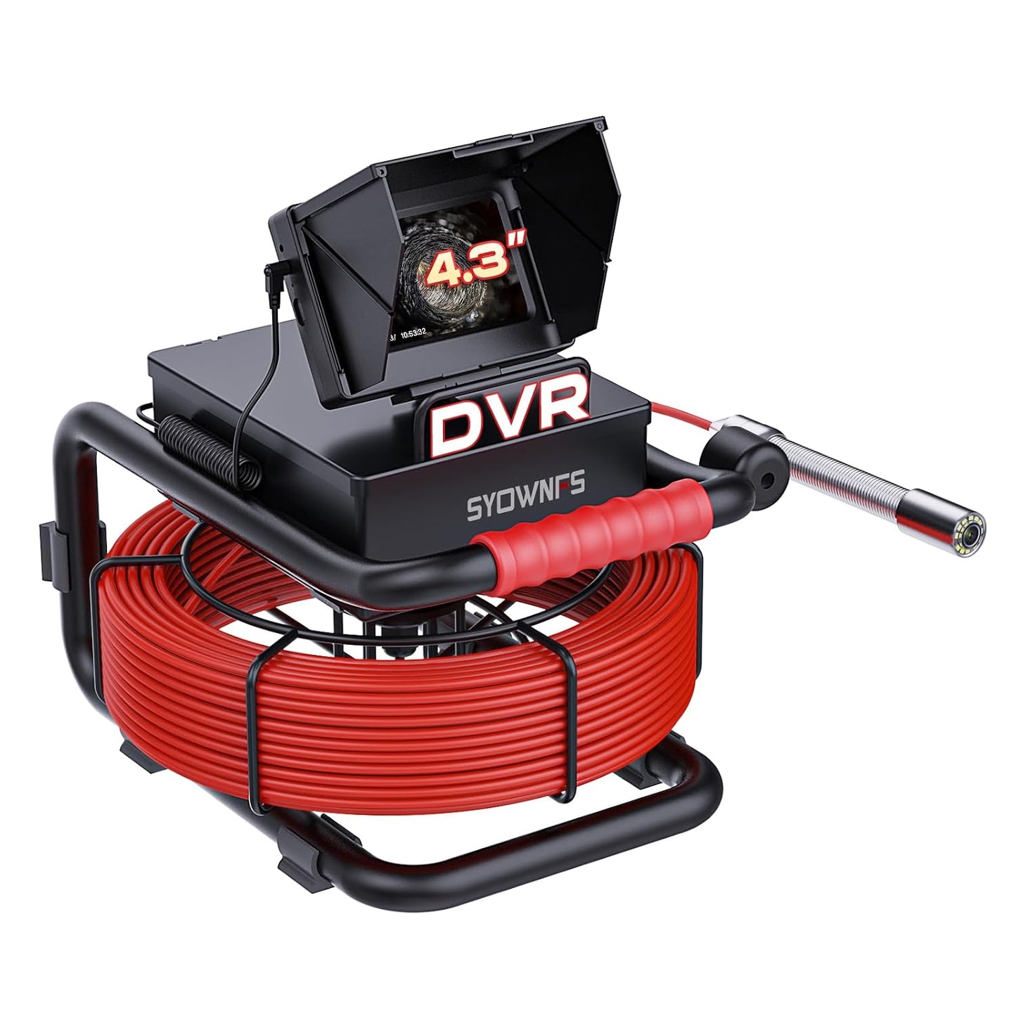 Cámara de Alcantarillado 30m/100ft 4.3" Cámara de Inspección de Tuberías con DVR de 16G, Boroscopio Impermeable IP68 con