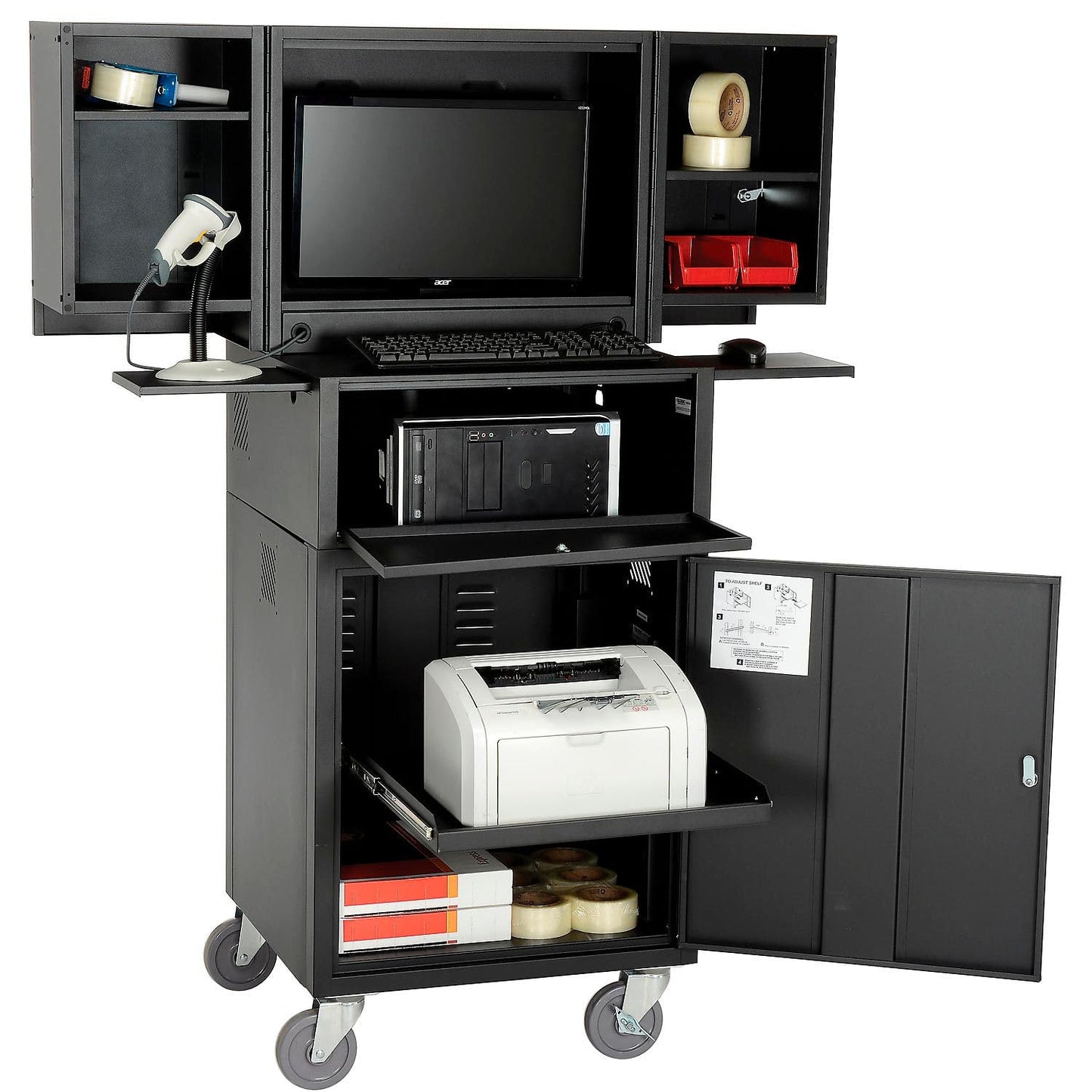 Global Industrial - Gabinete de seguridad para computadora, móvil, ruedas giratorias de 5 pulgadas (2 bloqueos), constru
