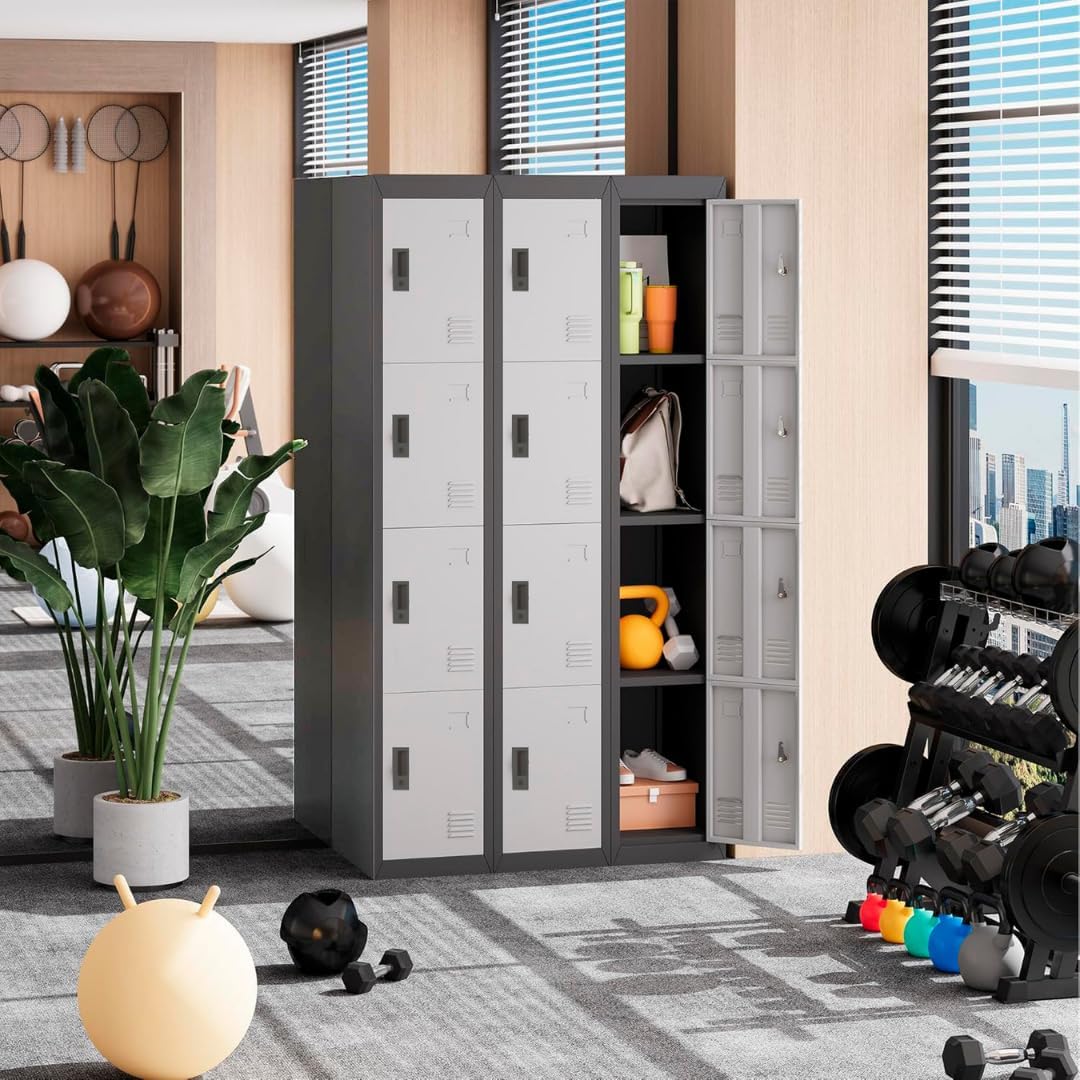 EKE Locker Metalico 185 X 38 X 45 Grande Almacenamiento Resistente Lockers Casilleros de Metal con Llave para Oficina Es