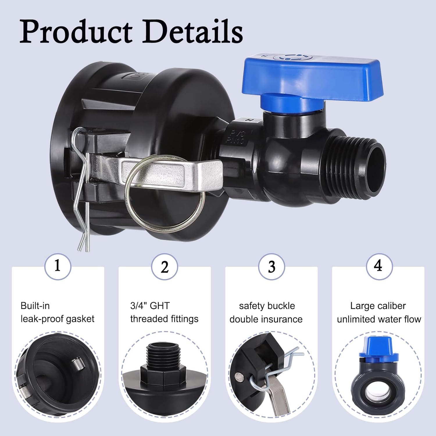 Adaptador de Manguera para Contenedor IBC, Adaptador Cam Lock de 2" para Tanque Contenedor IBC de 275-330 Galones con Co