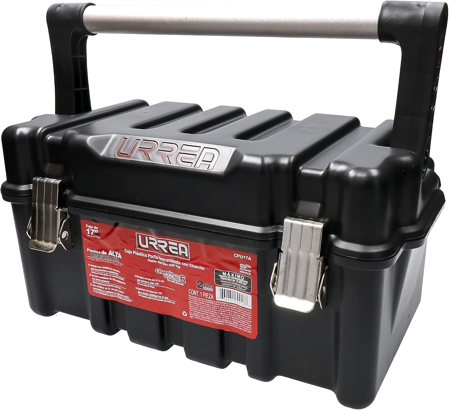 Urrea Caja plástica 17" con charola y tapa roja
