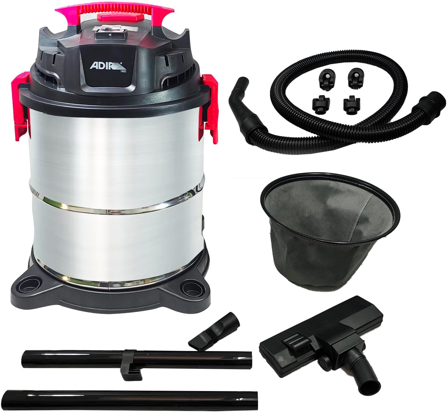 Adir Aspiradora de Sólidos y Líquidos 20 litros Modelo 1951 | Tanque de Acero Inoxidable | Aspiradora Multiusos para Hog