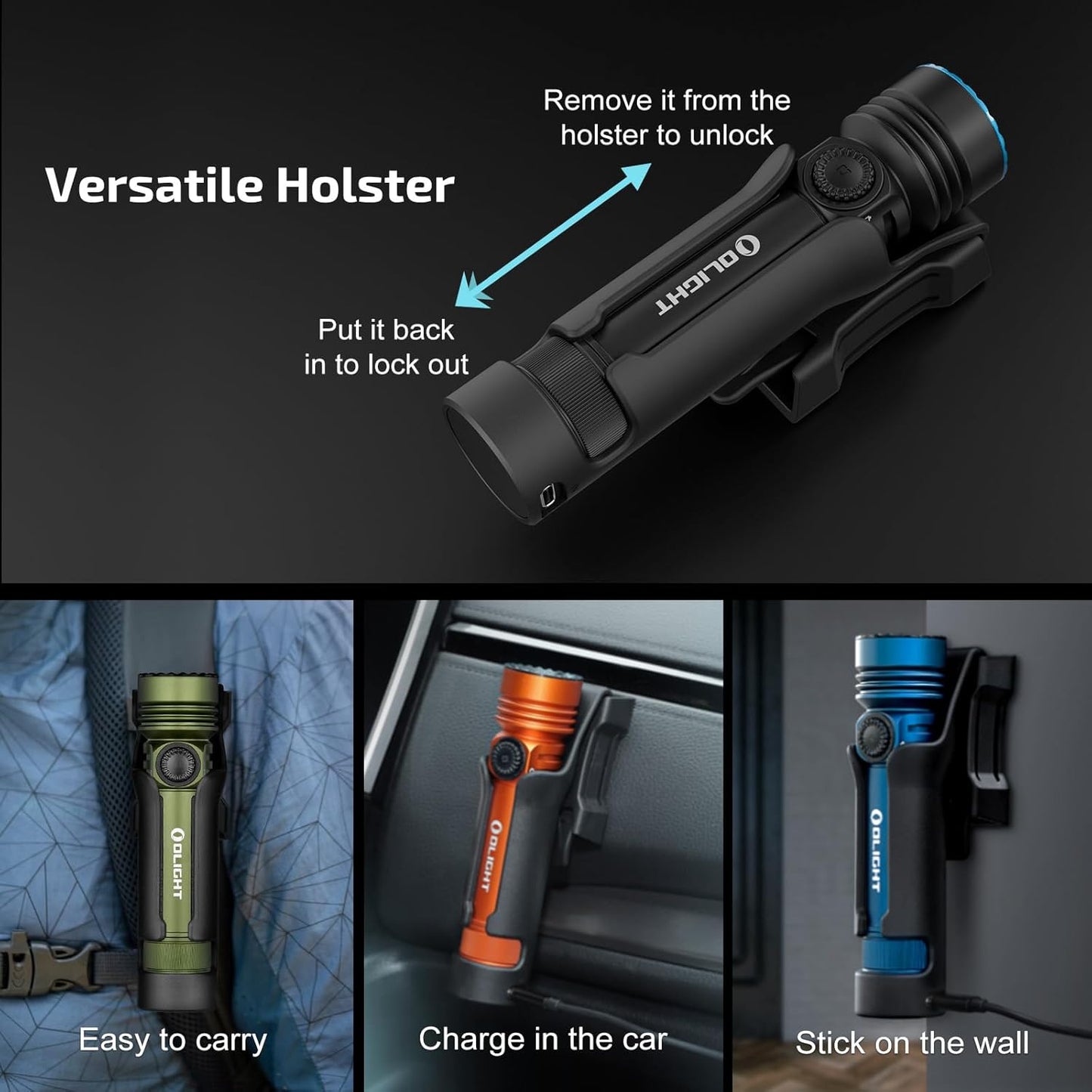OLIGHT Seeker 4 Pro - Linternas recargables de 4600 lúmenes, luz brillante de alta potencia con funda USB C, impermeable