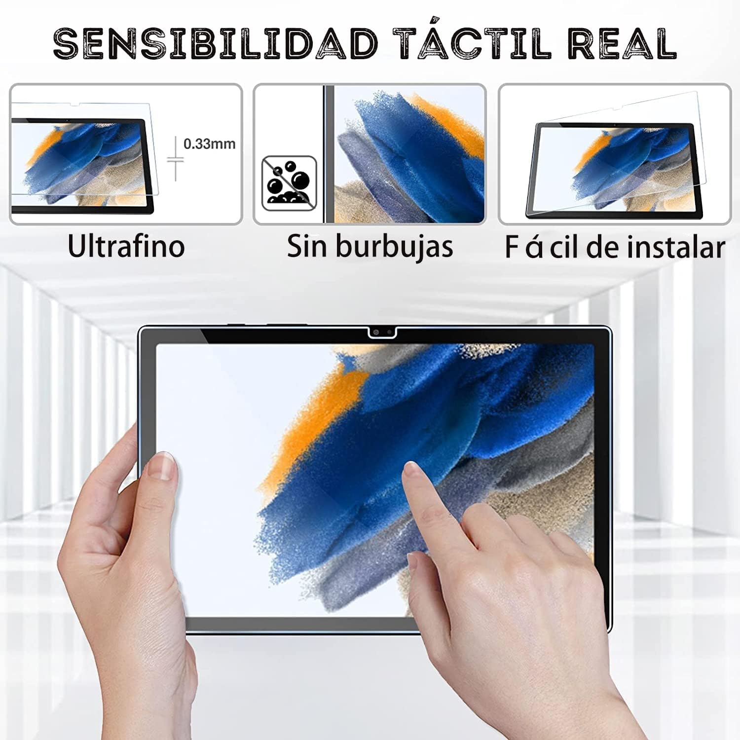 USTIYA Mica para Samsung Galaxy Tab A8 2022 X200 X205 X207 10.5" Screen Protector 2 Pack Transparente Vidrio Cristal Tem