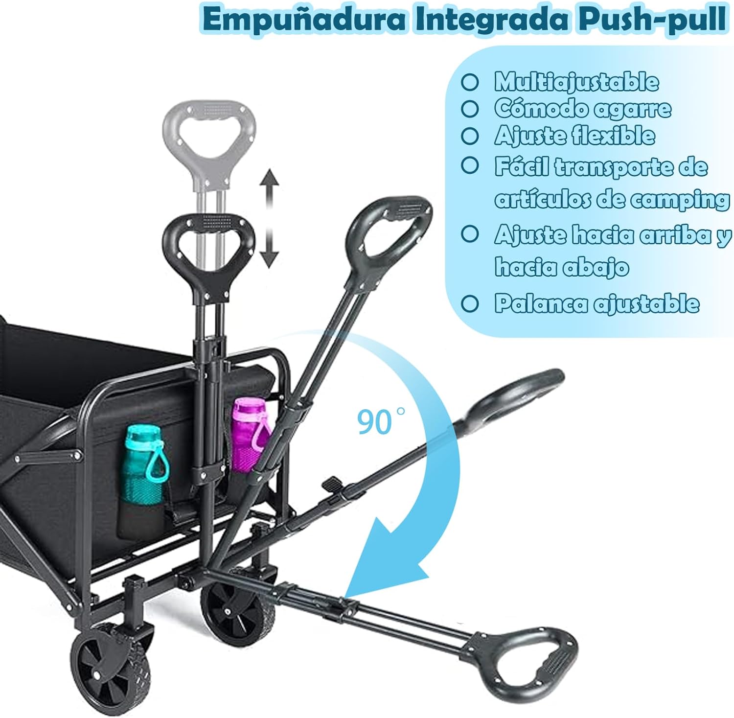 EMAGIE Carrito Plegable con Ruedas - con Red de Seguridad Carrito de Mandado 120 Kg de Capacidad de Carga Carro de Campa