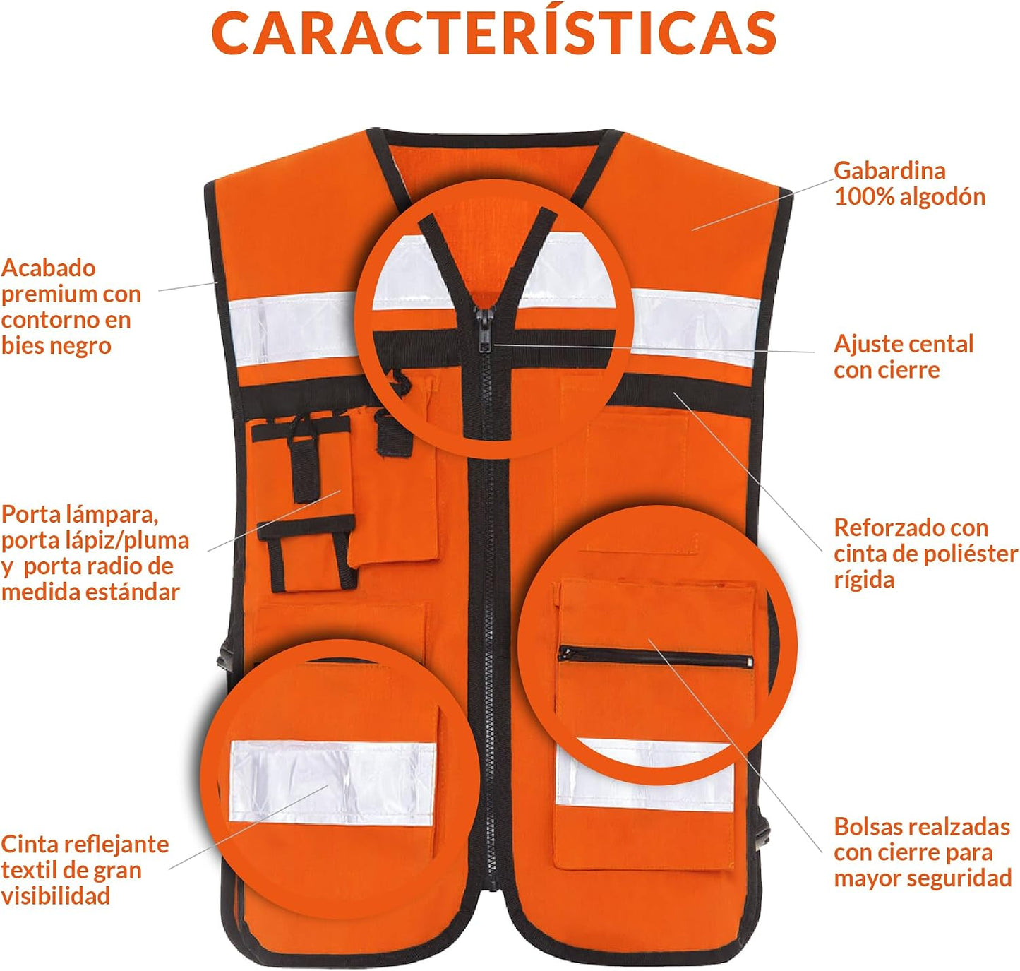 GLUH | Chaleco De Seguridad Alta Visibilidad Brigadista | Unitalla | Para Construcción y Emergencias | Protección, Comod