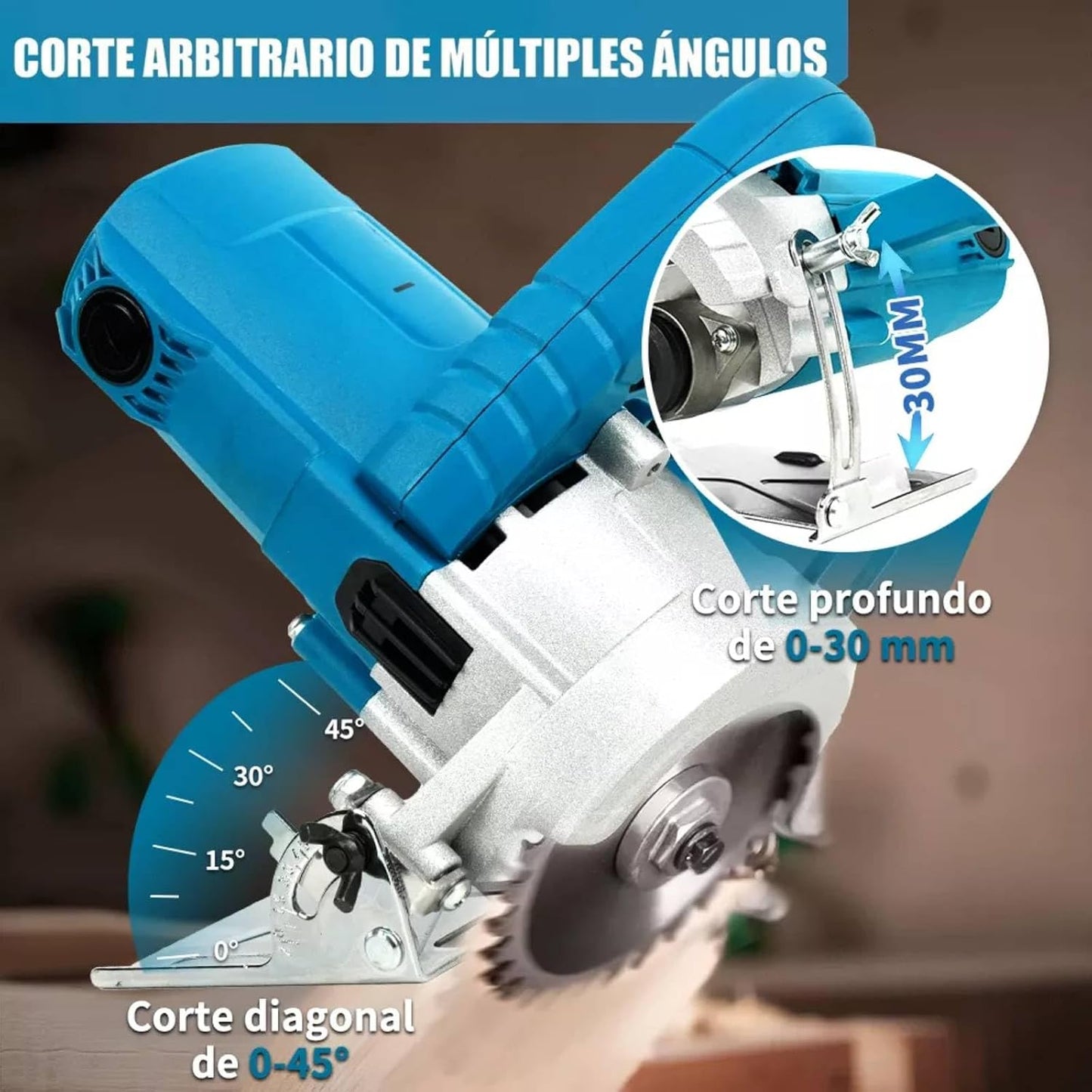 FINYQBET Sierr Circular Cortadora, Pwr 1200W, 12800 RPM,114mm Diámetro de Disco, Cortadora de Mármol y Madera, Mini Sier