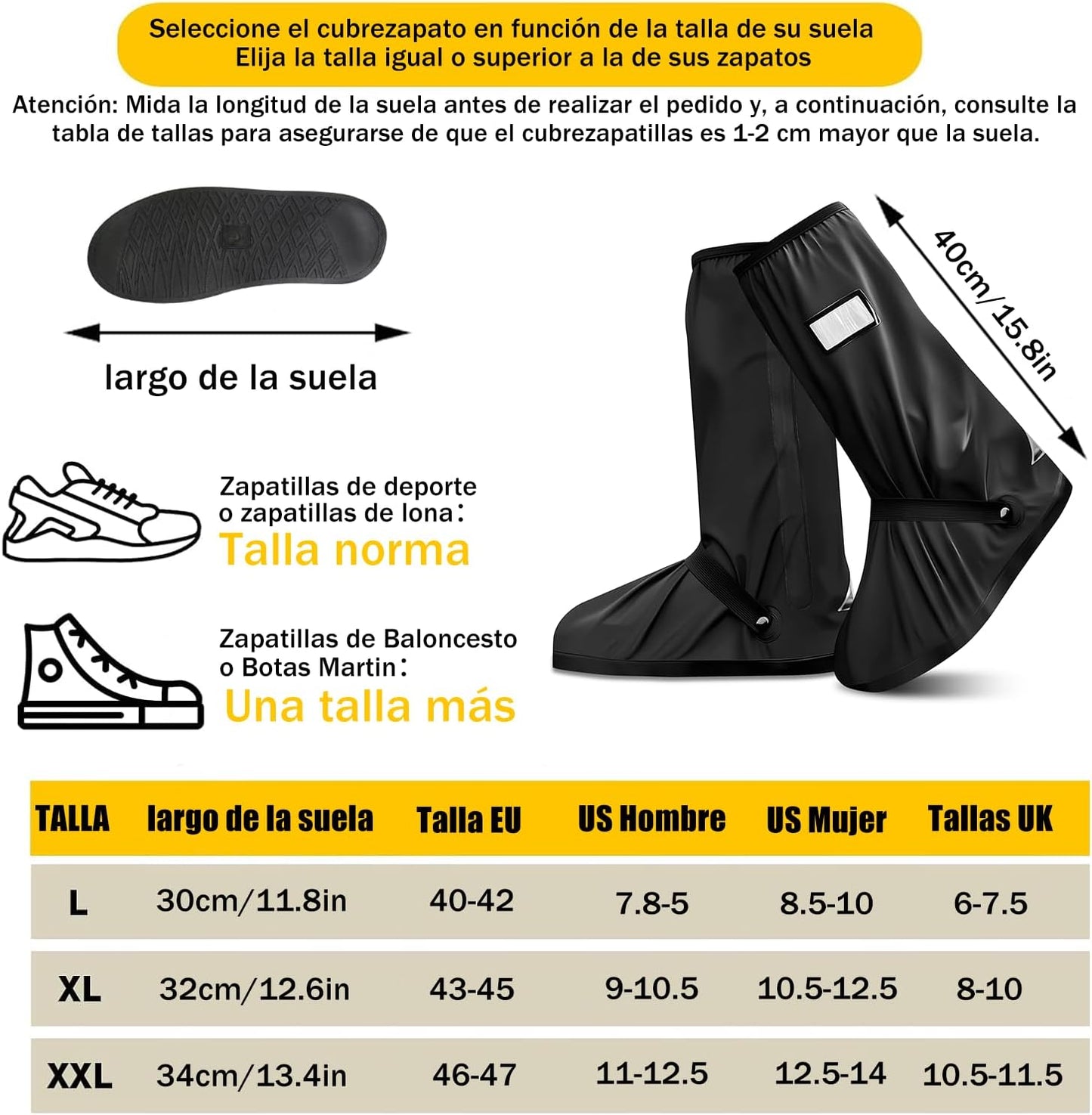 TOPONE Botas para Lluvia, Protector de Zapatos Impermeable para Hombre y Mujer, Cubrebotas con Tira Reflectante y Cremal