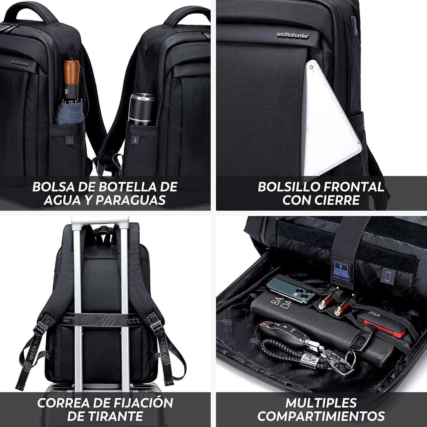 Mochila para Laptop Antirrobo, ARCTIC HUNTER AH Mochila Impermeable Hombre Mujer Mochila Aire Libre para Laptop hasta 15