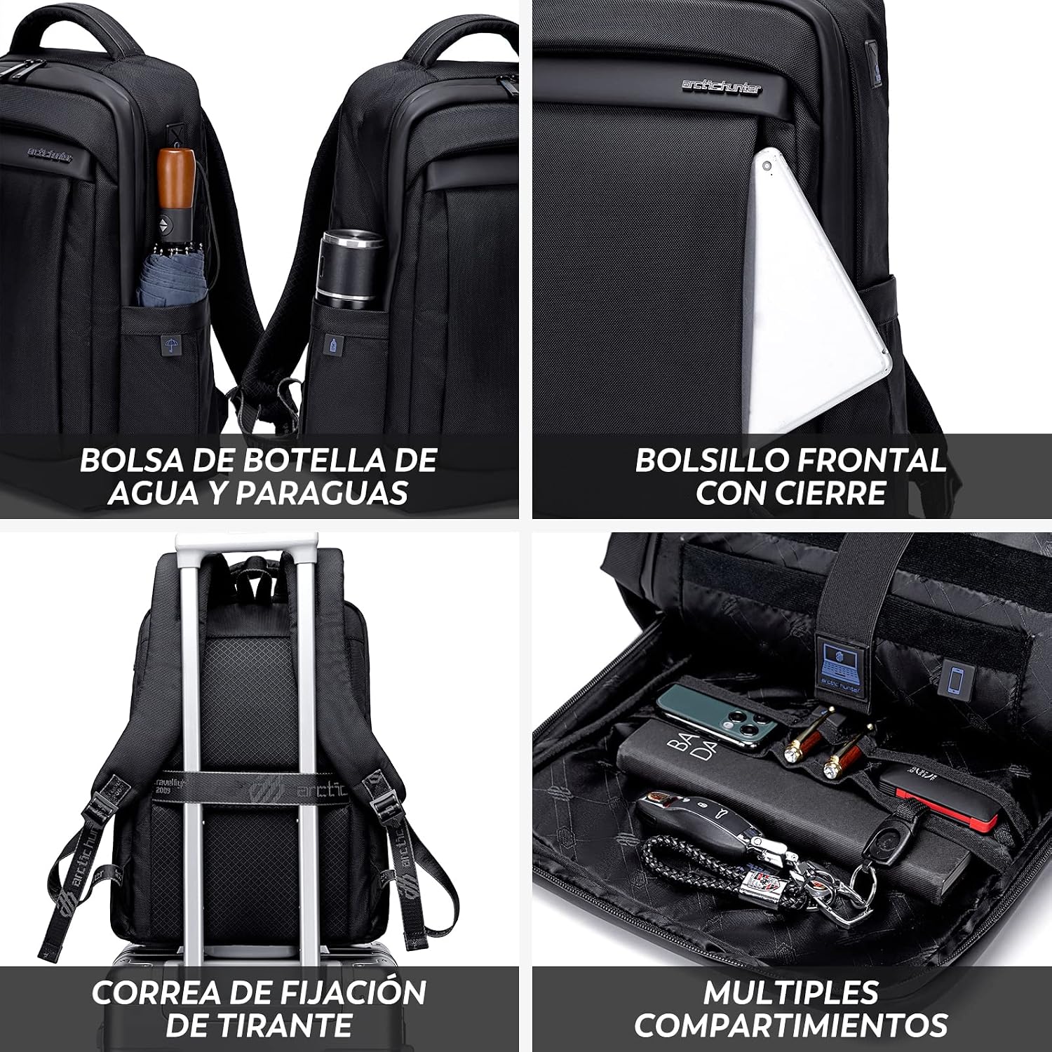 Mochila para Laptop Antirrobo, ARCTIC HUNTER AH Mochila Impermeable Hombre Mujer Mochila Aire Libre para Laptop hasta 15