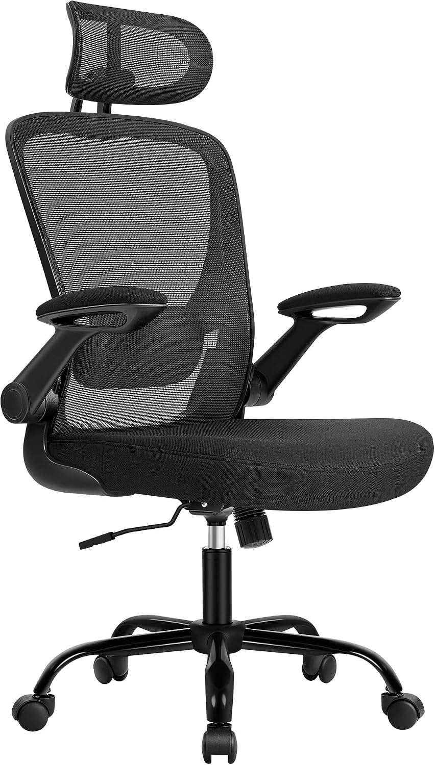 SONGMICS Silla de Oficina Ergonómica, Giratoria de Malla, Soporte Lumbar