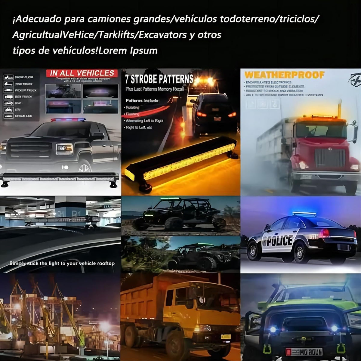 Barra Torreta Estrobo Codigo Leds con Base Magnética 26 PuLG (Amarillo y Blanco)