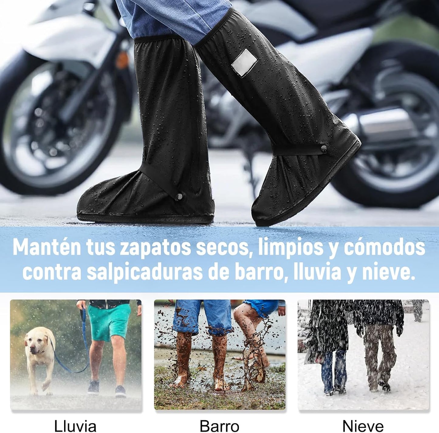 TOPONE Botas para Lluvia, Protector de Zapatos Impermeable para Hombre y Mujer, Cubrebotas con Tira Reflectante y Cremal
