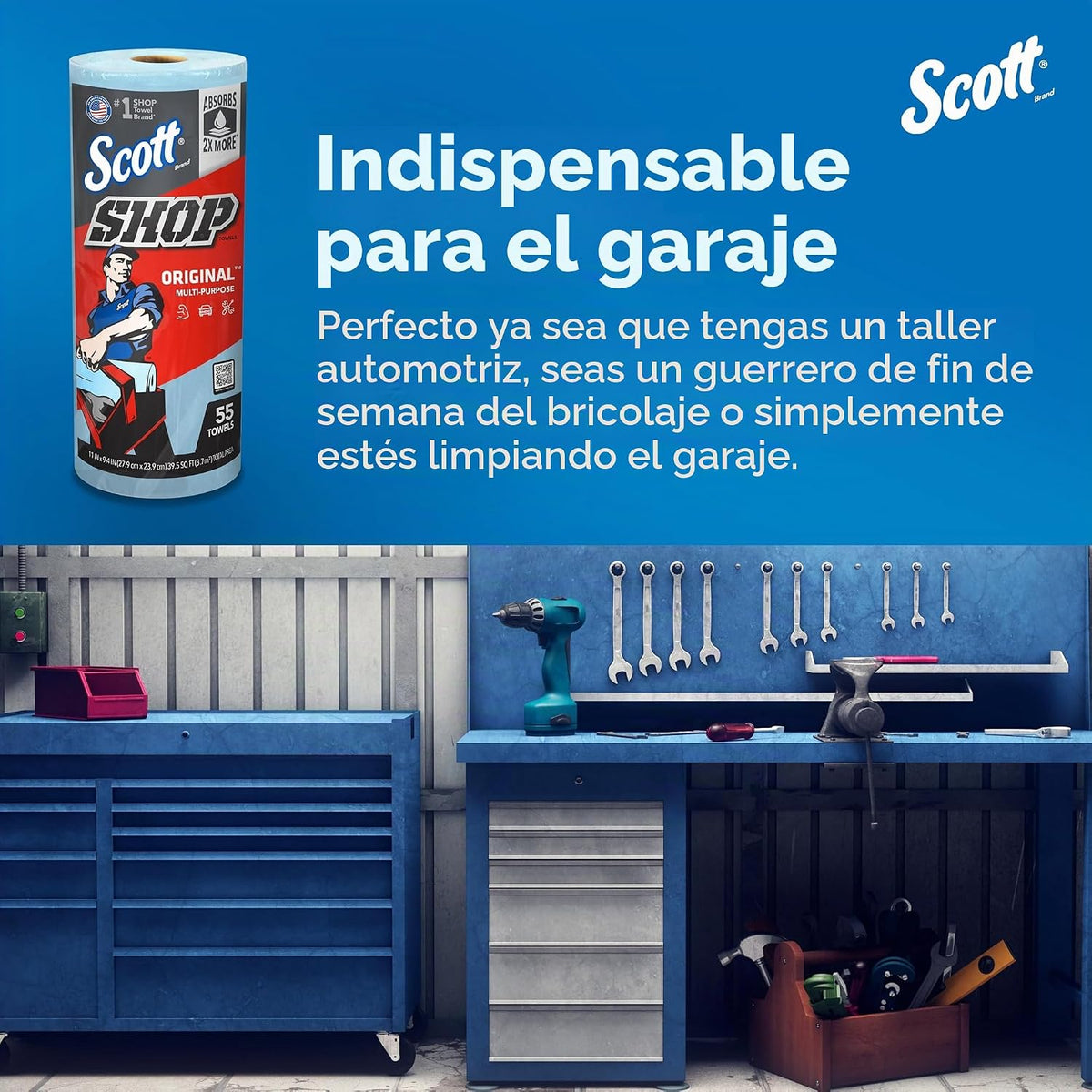 Kimberly-Clark Scott - Toallas para taller, Azul, 12 Rolls