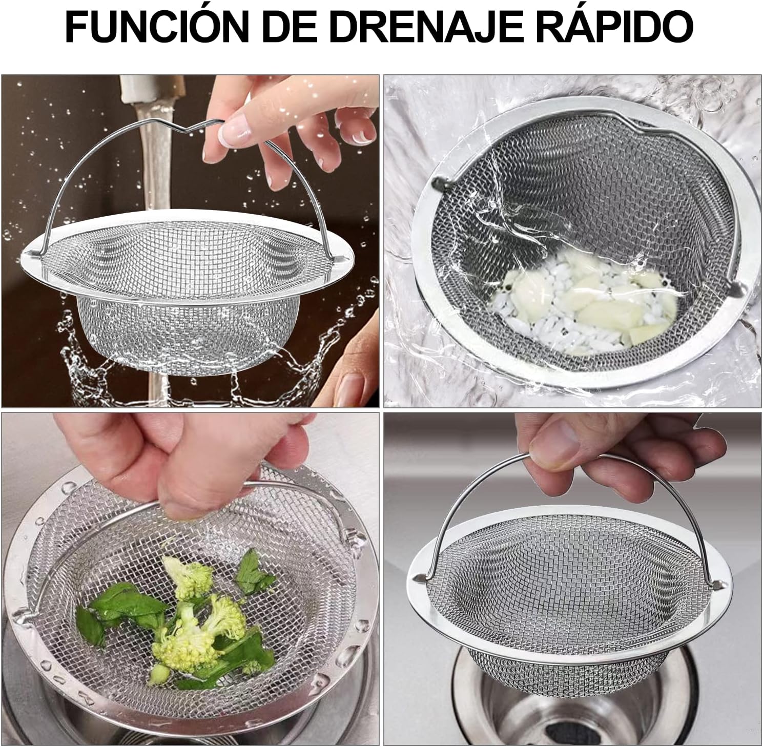 CHENEYMX 2 Piezas Coladores De Drenaje Coladera Malla con Manejar Filtro para Fregadero 4.5 Pulgadas De Diámetro Antiobs