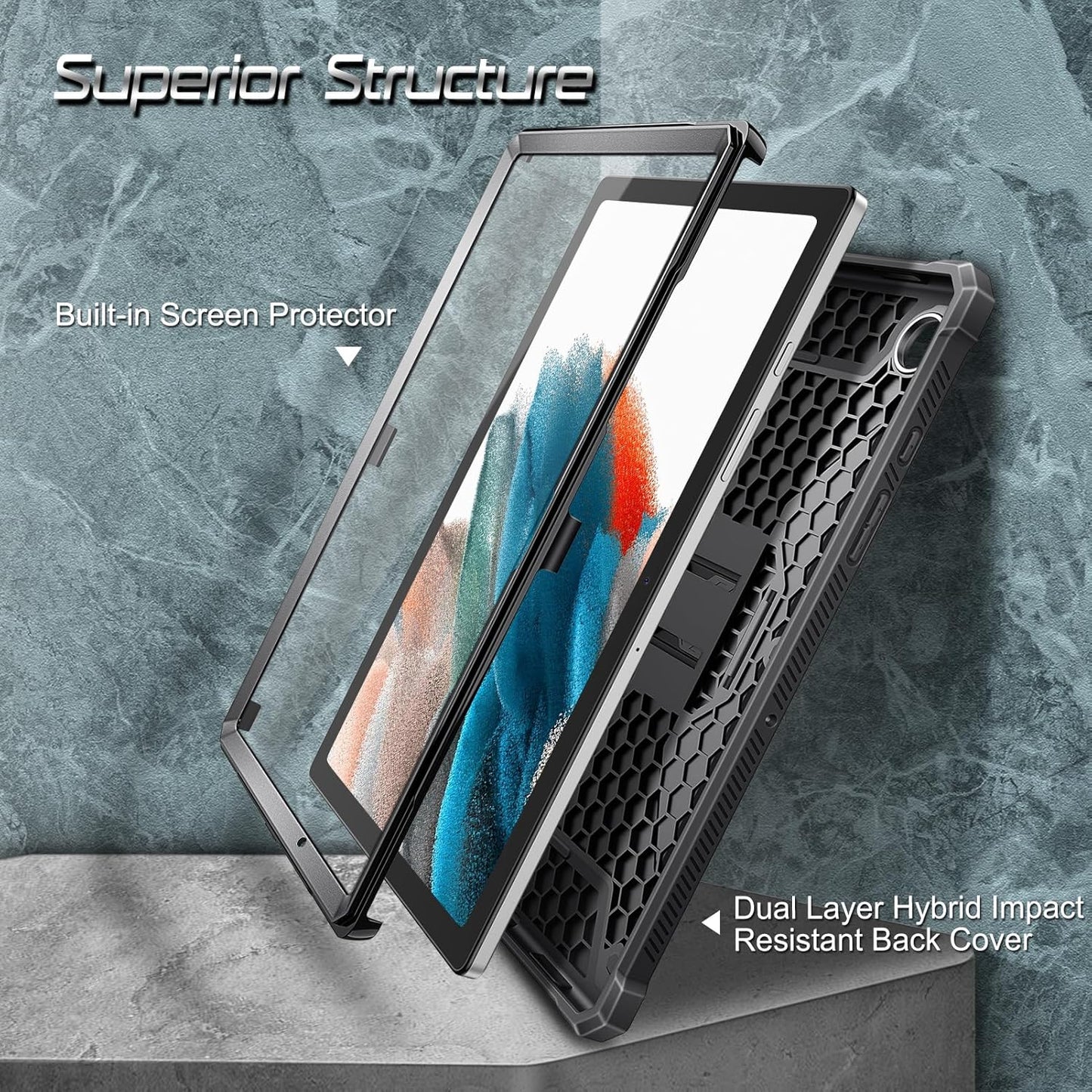 FINTIE Funda Compatible con Samsung Galaxy Tab A8 - Tablet de 10.5" - Carcasa Dura Antichoque con Soporte y Protector de