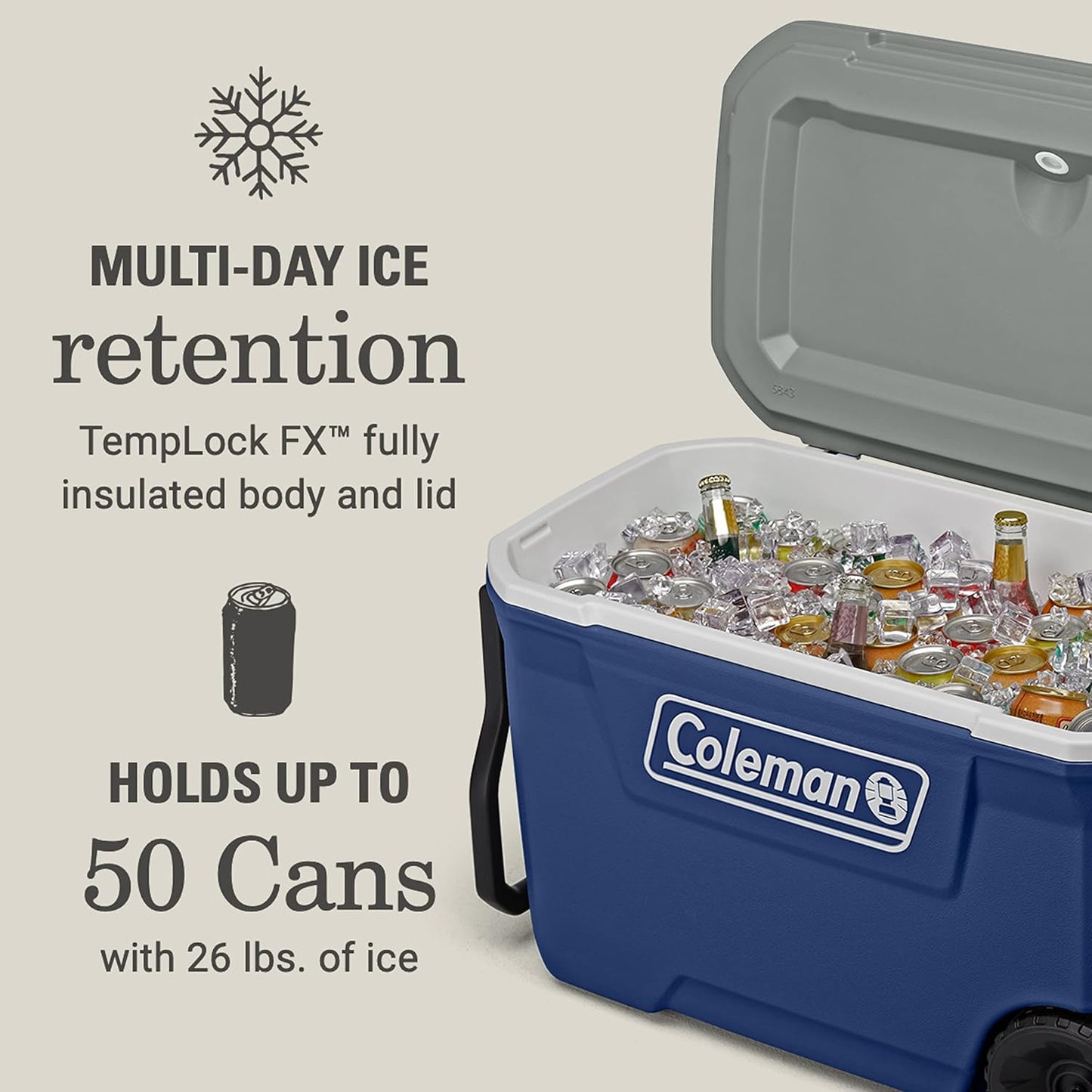 Coleman Serie 316, Enfriador Con Ruedas Unisex Adulto, Twilight, 62QT