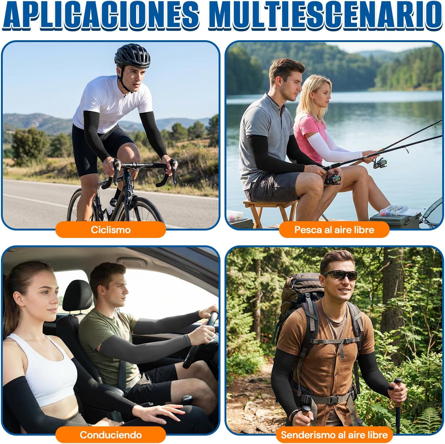 4 Pares Manga Protectora para Brazo, Protección Solar UV Hombres y Mujeres, Mangas para Brazo de Protección Solar, para 