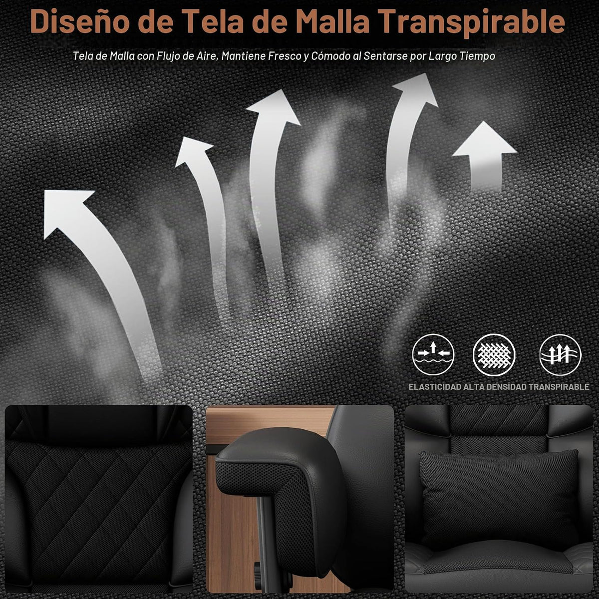 Vonesse - Silla de Oficina Grande y Alta, Silla de Escritorio con Reposabrazos Suaves Ajustables, Silla Ergonómica para 