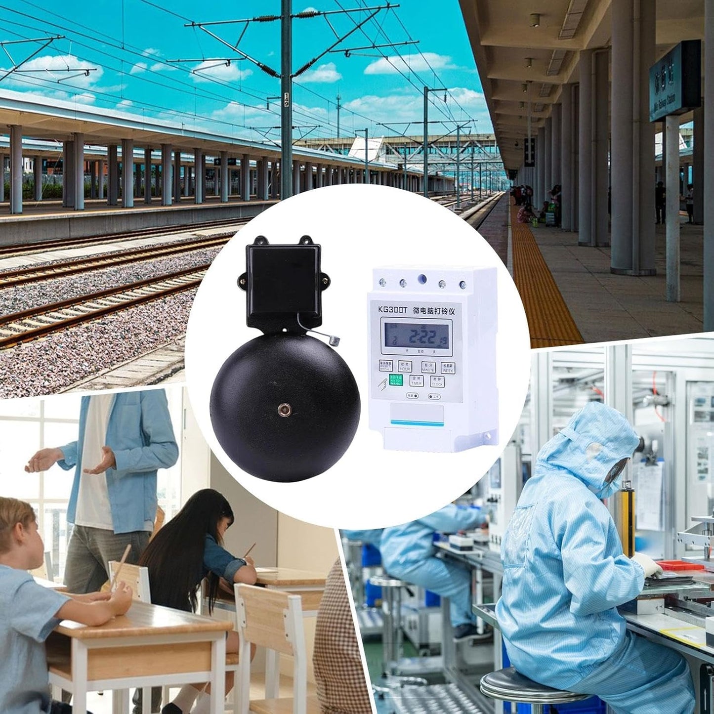 Timbre eléctrico escolar, accesorios de fácil instalación, portátil, de hierro fundido, para uso doméstico, escolar, fáb