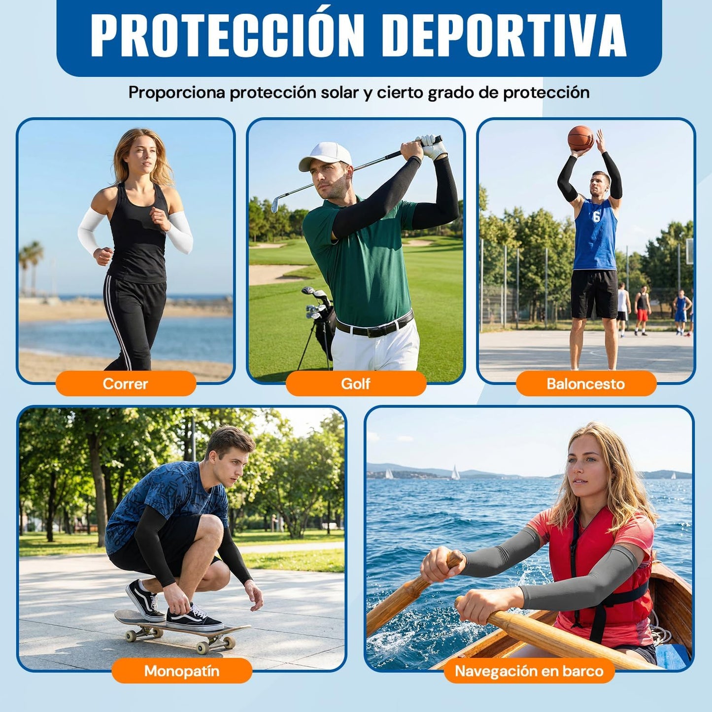4 Pares Manga Protectora para Brazo, Protección Solar UV Hombres y Mujeres, Mangas para Brazo de Protección Solar, para 