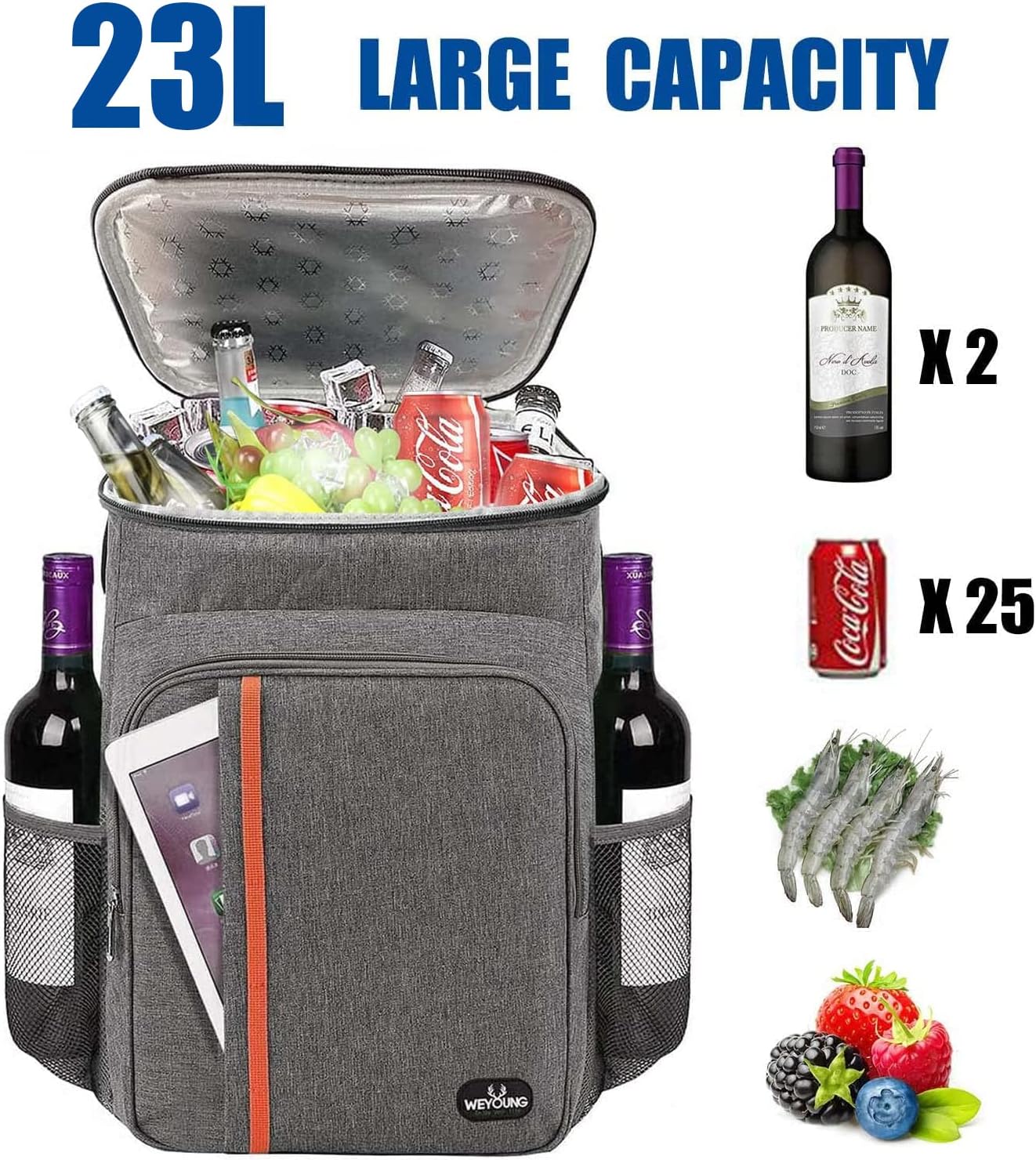 NEWKIBOU Hielera Portatil, Mochila térmica aislada,Hielera Portatil Impermeable y a Prueba de Fugas,Bolsa Térmica Porta 