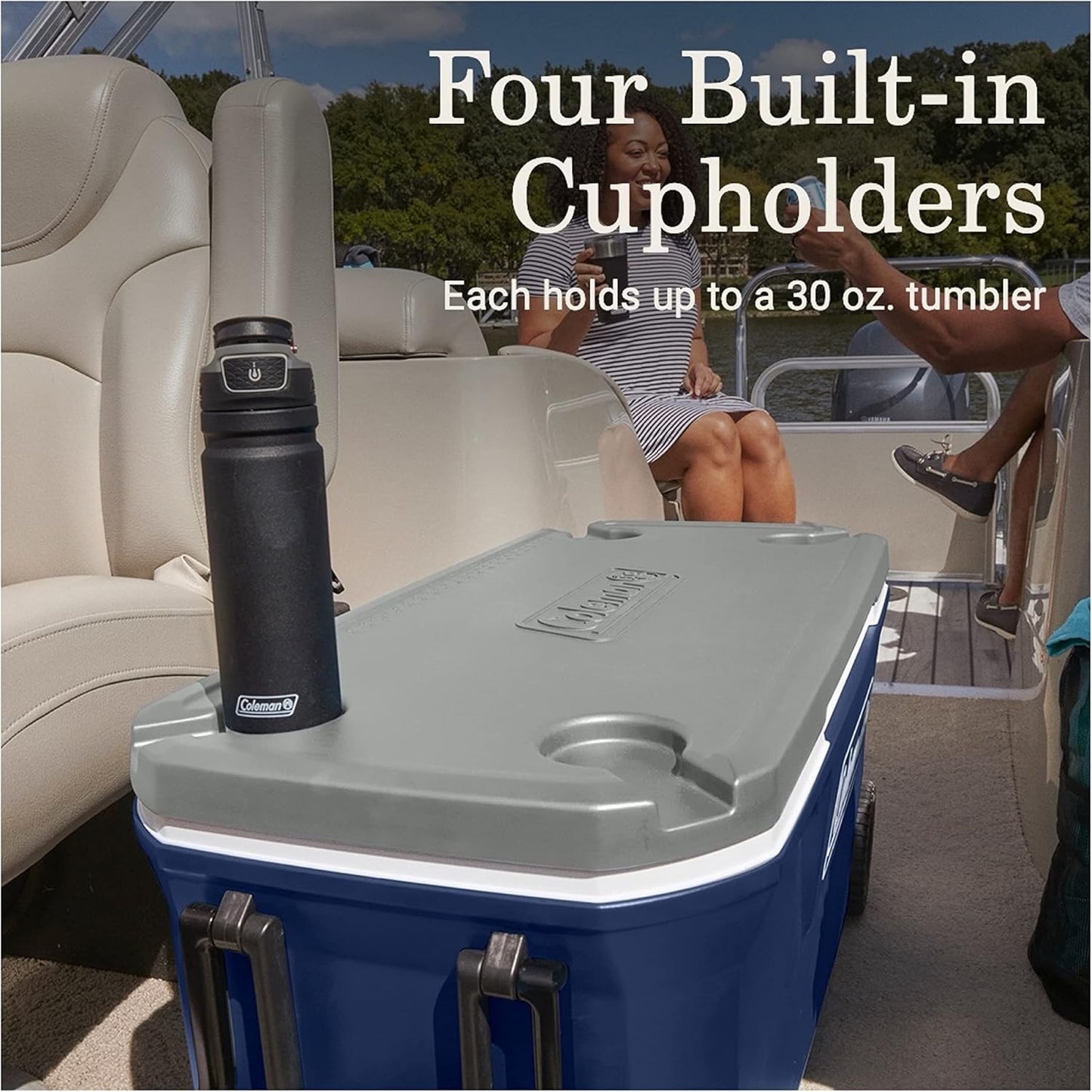Coleman Hielera con Ruedas 59L 62QT Color Azul Serie 316 Mantiene el Hielo por Días Construcción Duradera de Fácil Agarr