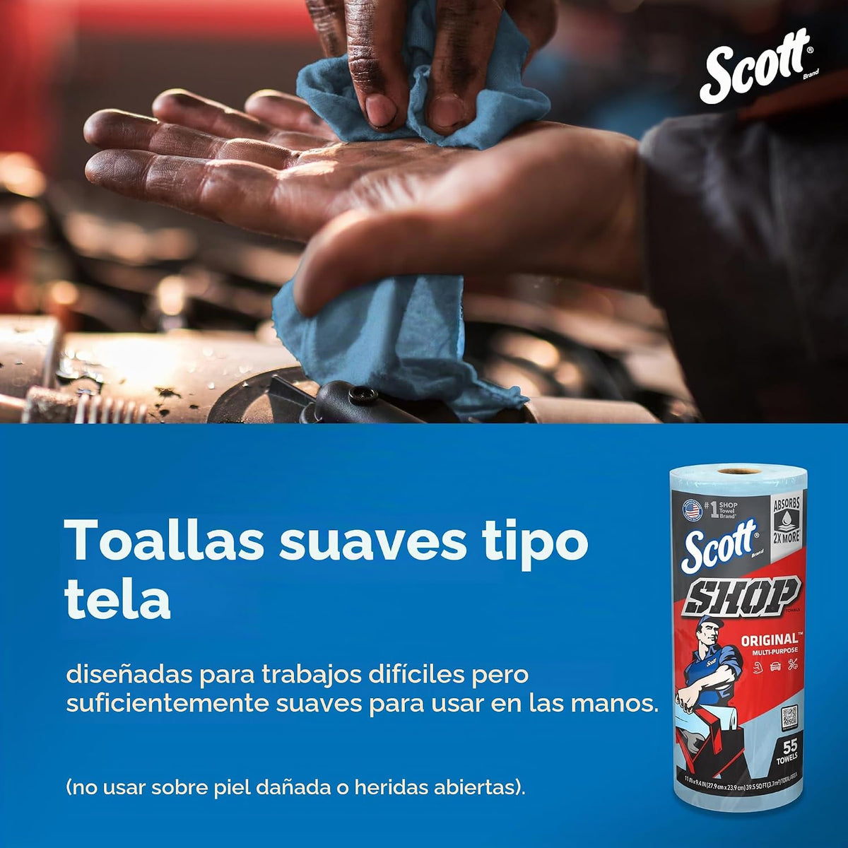 Kimberly-Clark Scott - Toallas para taller, Azul, 12 Rolls