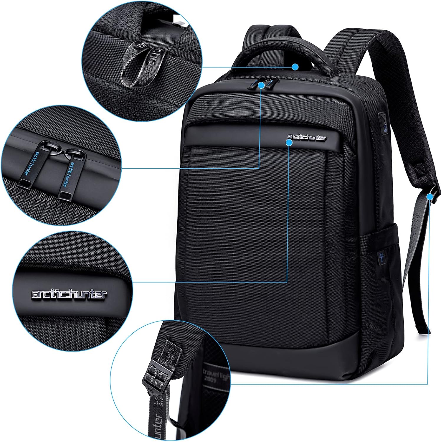 Mochila para Laptop Antirrobo, ARCTIC HUNTER AH Mochila Impermeable Hombre Mujer Mochila Aire Libre para Laptop hasta 15