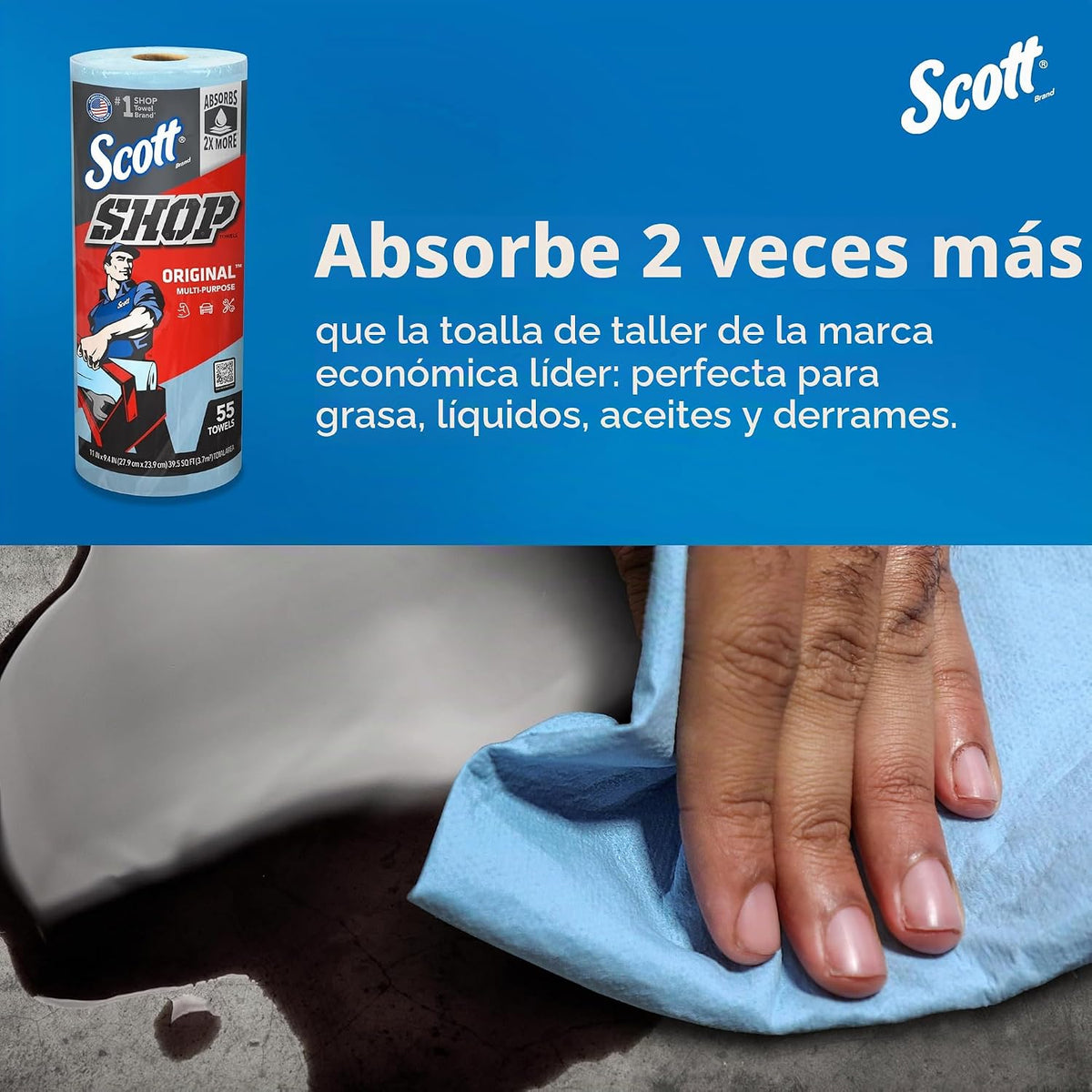 Kimberly-Clark Scott - Toallas para taller, Azul, 12 Rolls