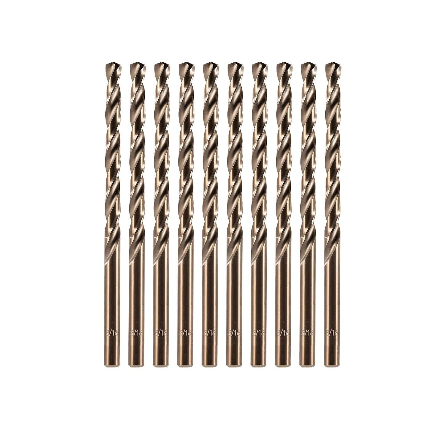 amoolo - Broca de cobalto de 3/16 pulgadas (10 unidades), juego de brocas de metal HSS M35 para metal duro, acero inoxid