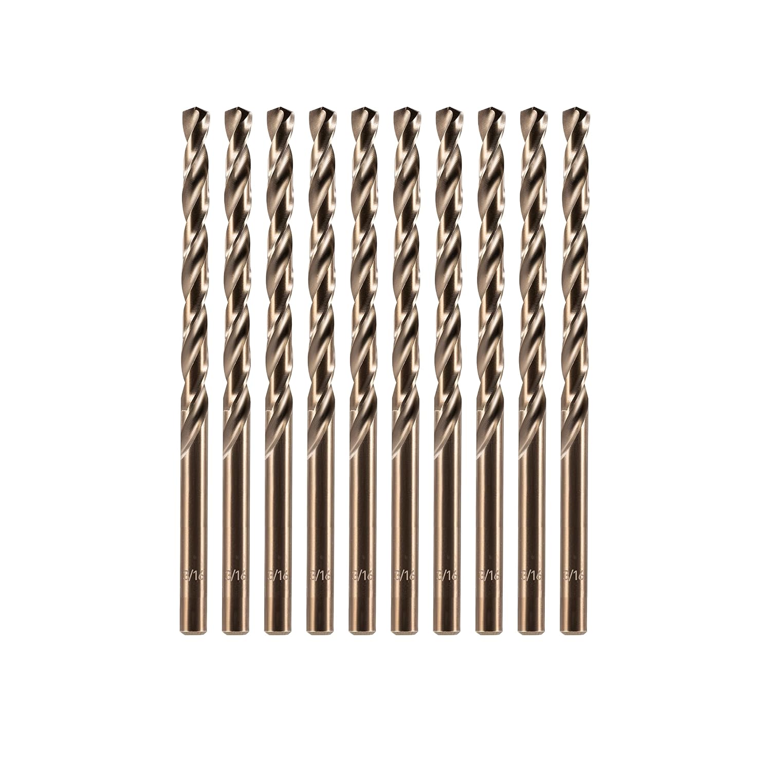 amoolo - Broca de cobalto de 3/16 pulgadas (10 unidades), juego de brocas de metal HSS M35 para metal duro, acero inoxid