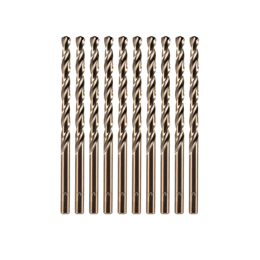 amoolo - Broca de cobalto de 3/16 pulgadas (10 unidades), juego de brocas de metal HSS M35 para metal duro, acero inoxid