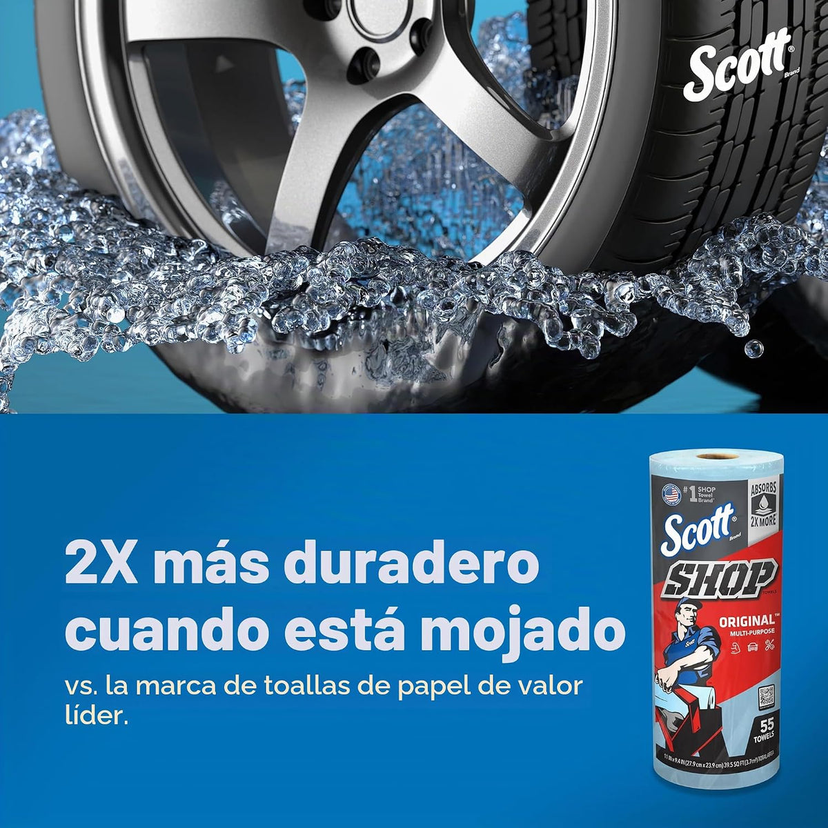 Kimberly-Clark Scott - Toallas para taller, Azul, 12 Rolls