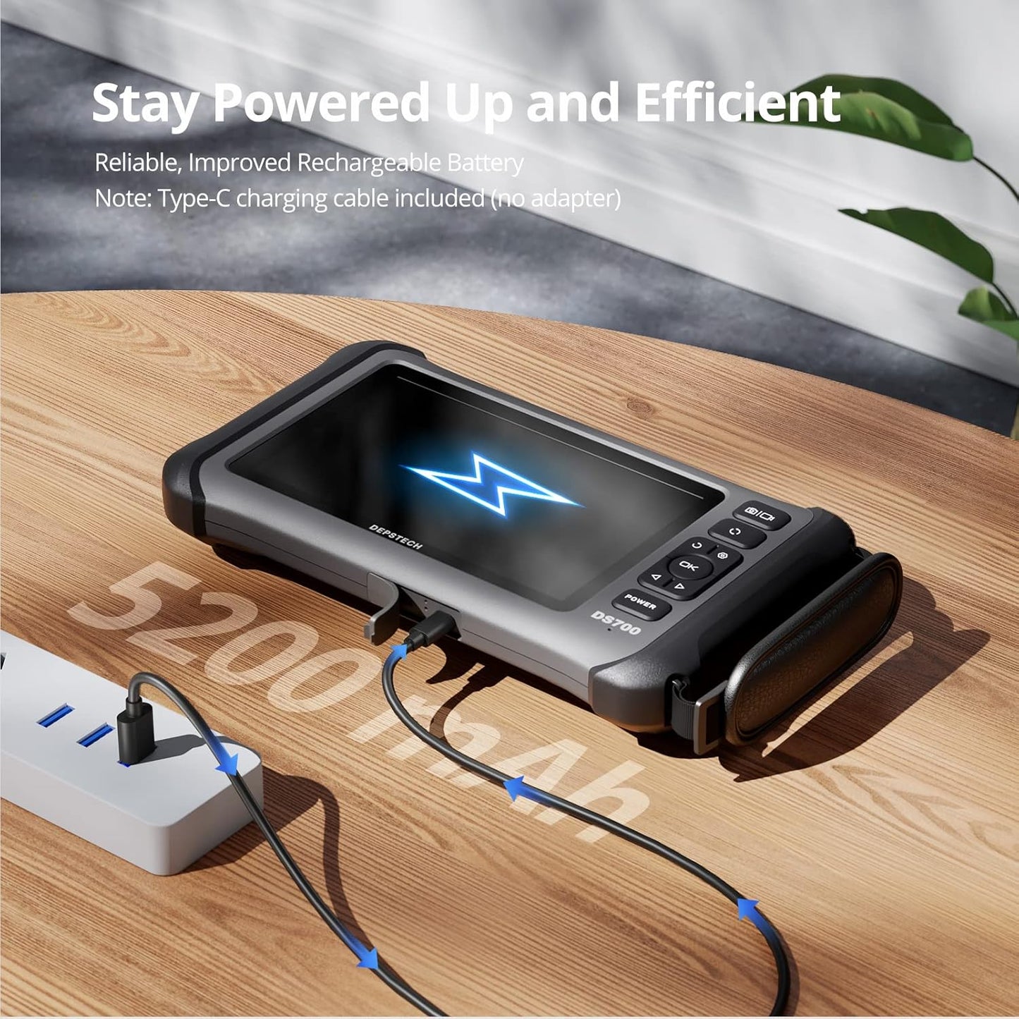 DEPSTECH Boroscopio de Pantalla IPS de 7 Pulgadas, endoscopio de Triple Lente con luz, cámara de inspección de vídeo con