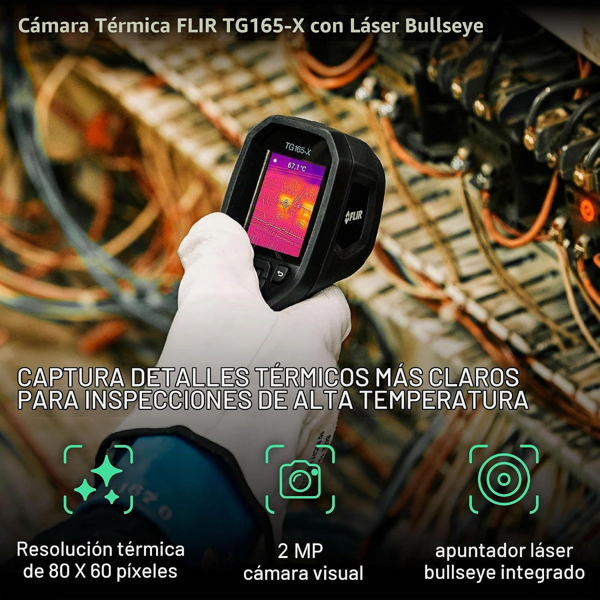 FLIR TG165-X Thermal Imaging Camera with Bullseye Laser: Commercial Grade Infrared Camera for Building Inspection, HVAC 