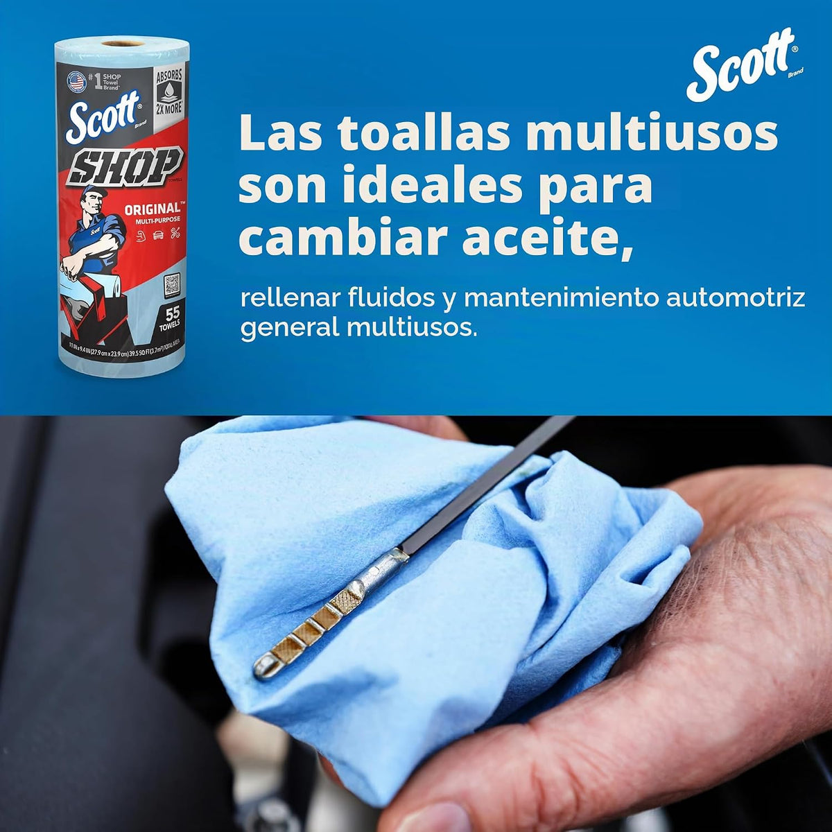 Kimberly-Clark Scott - Toallas para taller, Azul, 12 Rolls