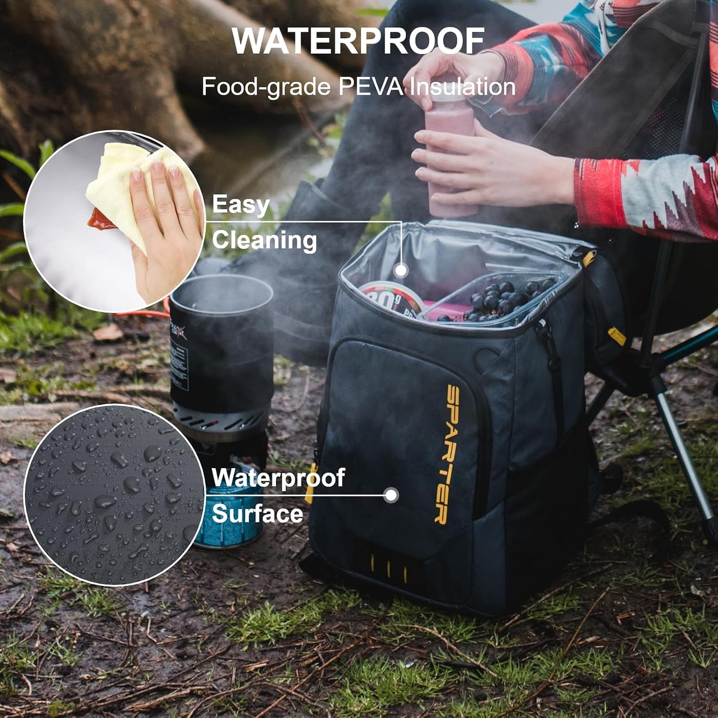 SPARTER Mochila térmica aislada a Prueba de Fugas, 33/45 latas, 2 Compartimentos aislados, Bolsa térmica portátil, Liger