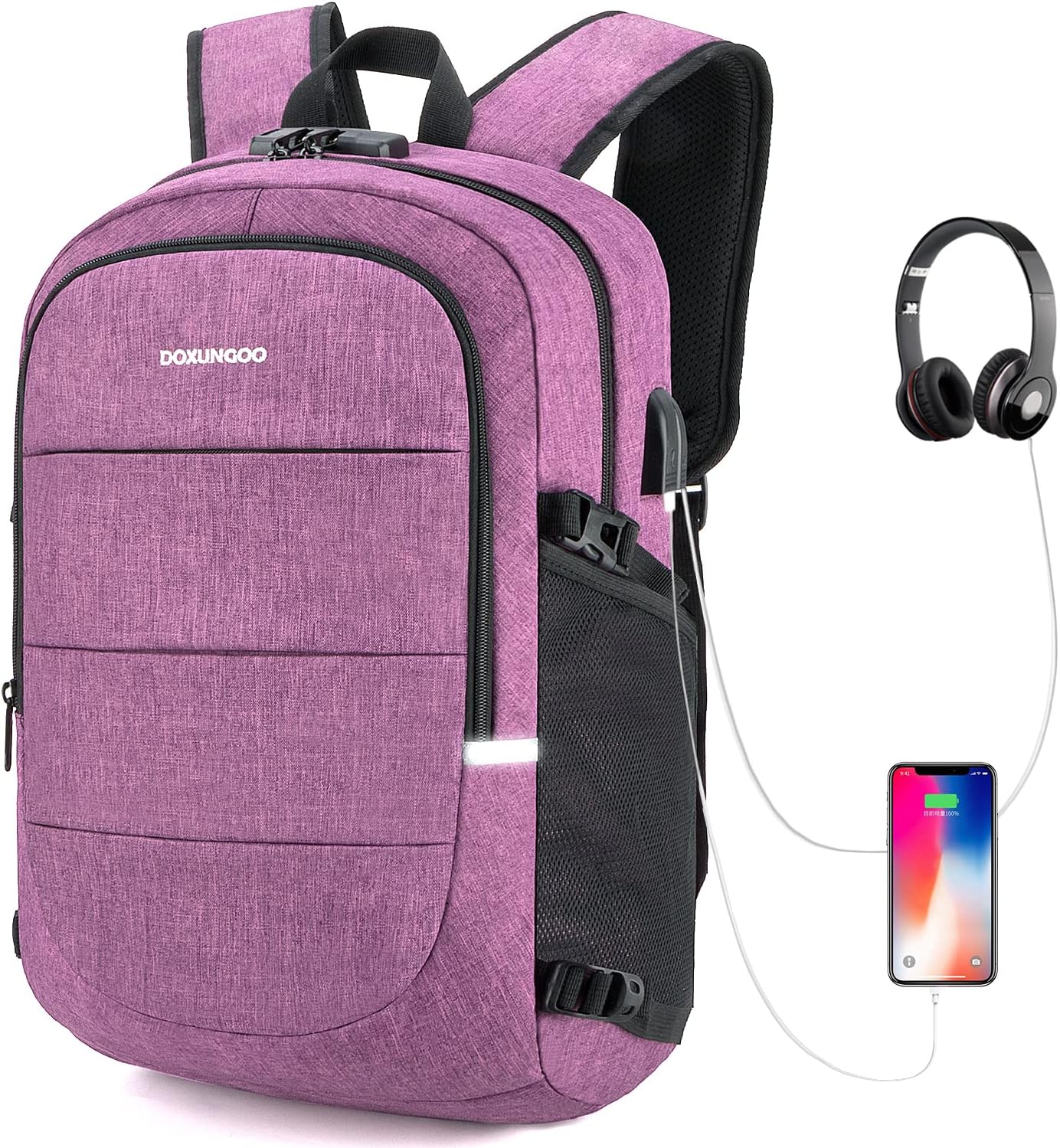 Mochila antirrobo, Mochila Impermeable,DOXUNGOO Mochila para portátil Hombre Mujer Mochila Aire Libre paracon bloqueo y 