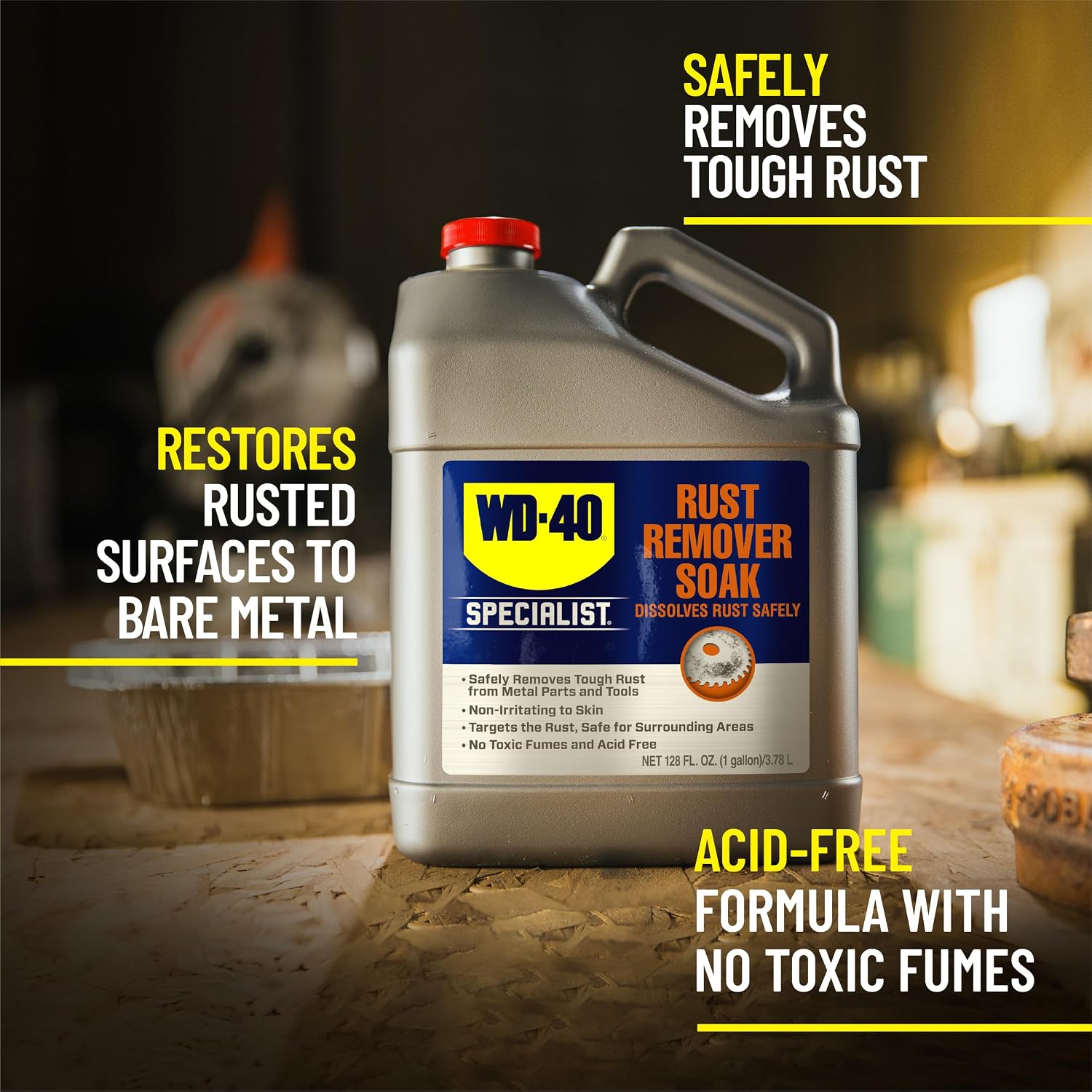 WD - Removedor de óxido 40 Specialist, disolvente de óxido de acción rápida. 1 galón (paquete de 1) | automoción-oxidaci