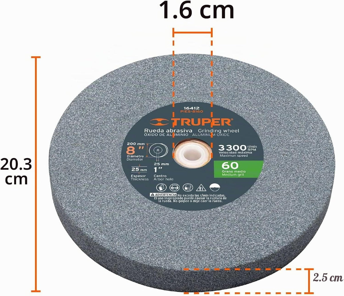 Truper EBA-8, Esmeril de banco de 8" de 3/4 HP 127 V/ 60 HZ