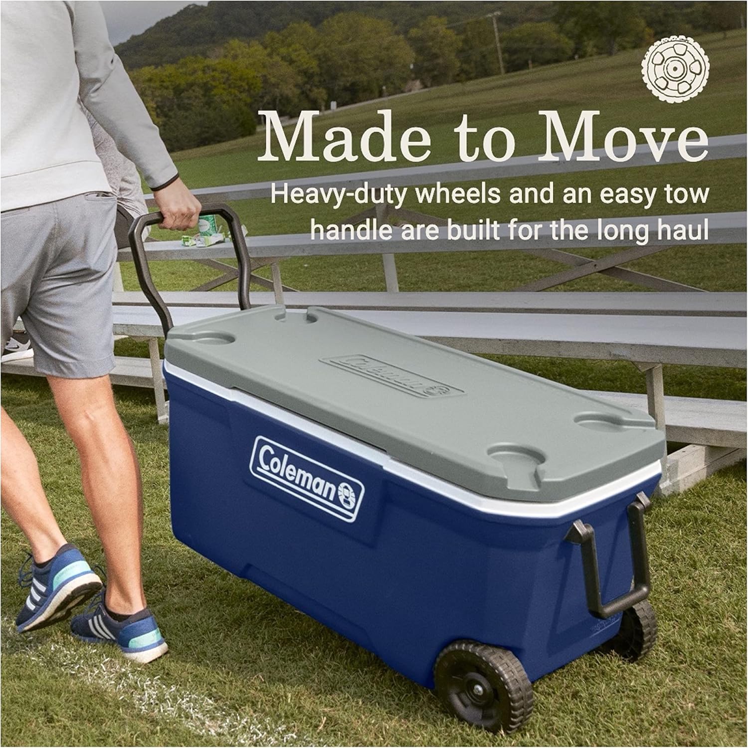 Coleman Hielera con Ruedas 59L 62QT Color Azul Serie 316 Mantiene el Hielo por Días Construcción Duradera de Fácil Agarr