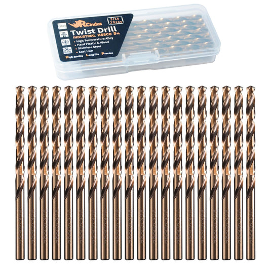 (20 PIEZAS) Juego de brocas de cobalto de 3/16 pulgadas, brocas de metal HSS M35 para acero, acero inoxidable, hierro fu