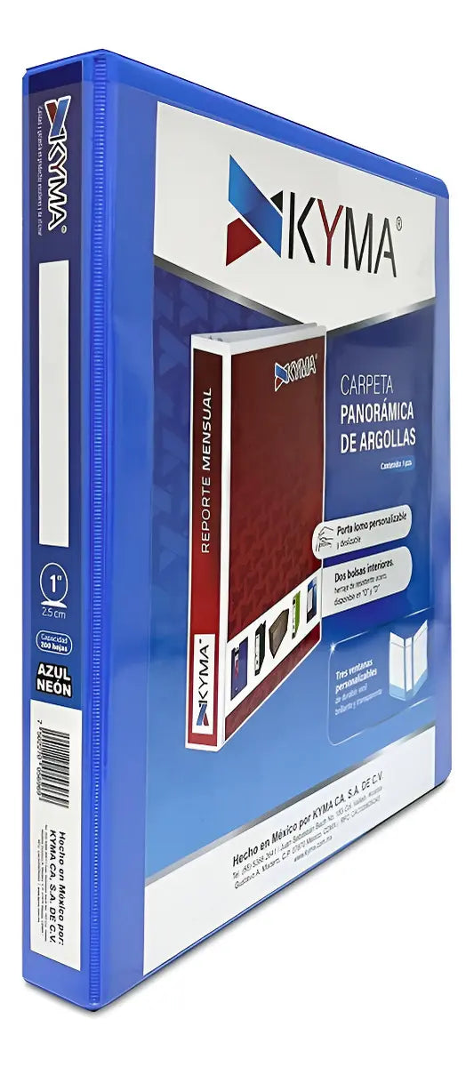 Carpeta Kyma Panoramica 1 Pulgada Arillo En O Rosa 1 Pza Azul Neon