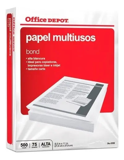 Caja De Papel Office Depot 5000 Hojas Color Blanco