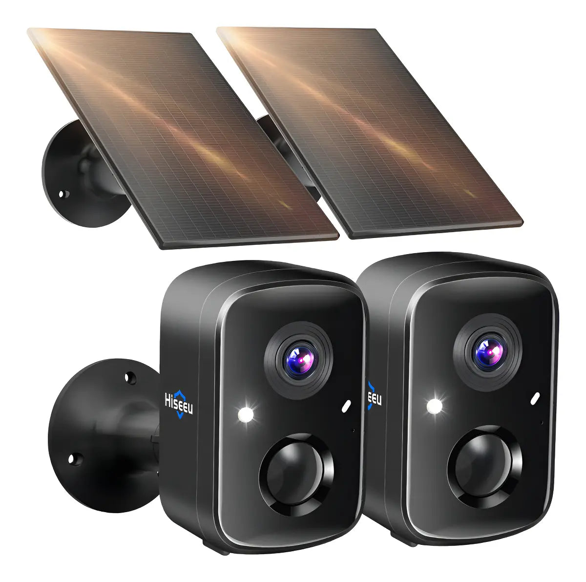 Hiseeu Cámara Solar De Seguridad 2.4G/5GWifi Exterior 4mp 2 Piezas Color Negro