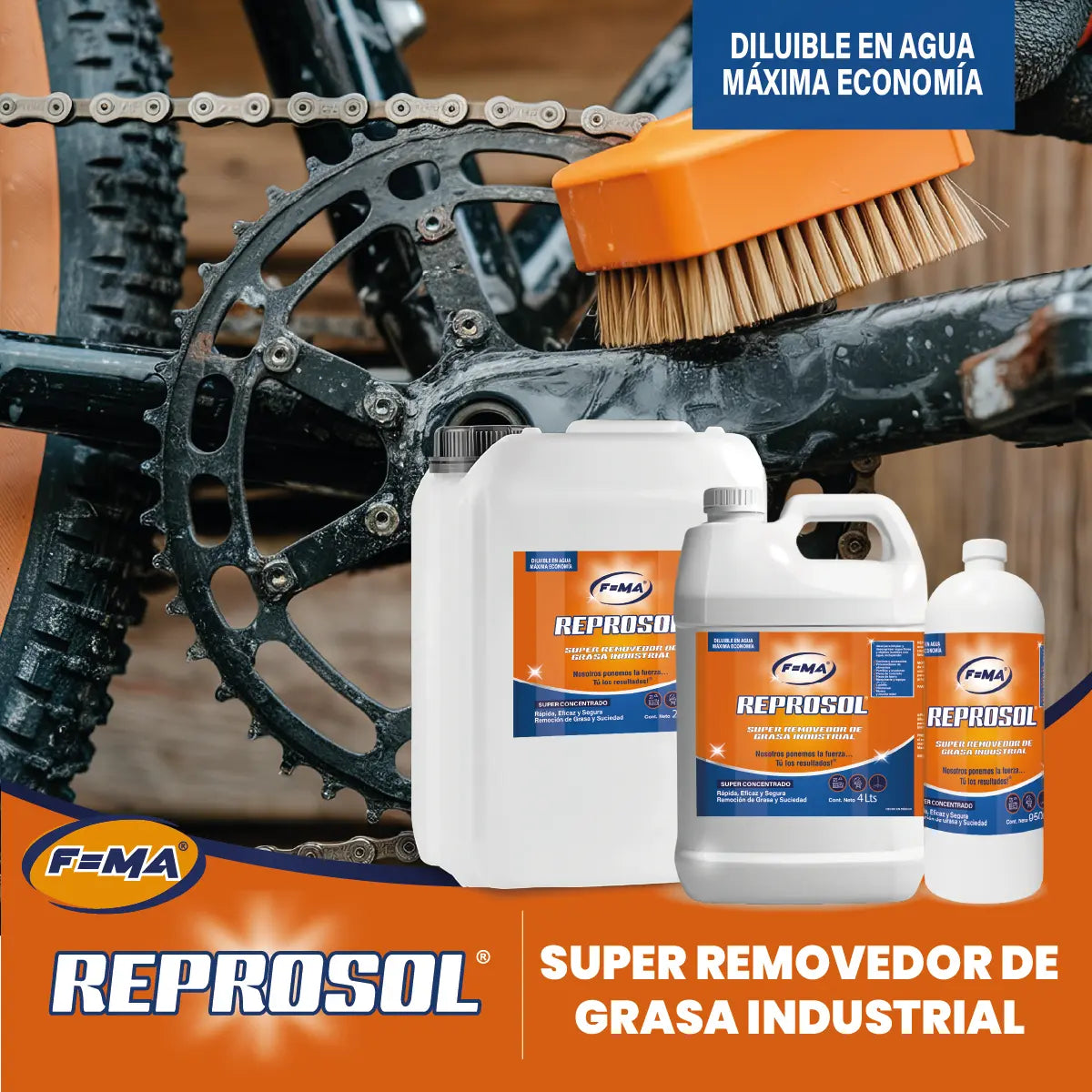 Desengrasante Industrial FMA REPROSOL 100% Concentrado de 4 L