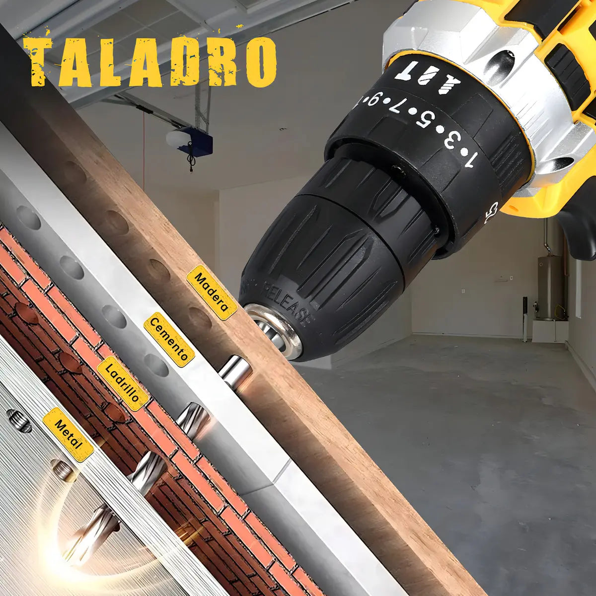 Taladro Atornillador De Impacto Inalámbrico 21v 2 Batería Miwod Miw-dz99 Amarillo
